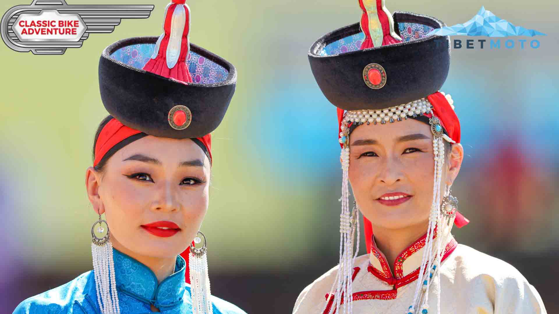Two women in traditional clothing in Mongolia