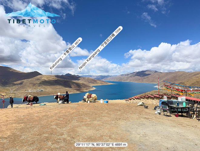 View of the mountain peaks in Tibet